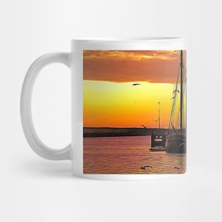 Artistic Tall Ship at Sunrise Mug